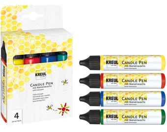 Set van 4 kaarsdecoratiemarkers | Klassieke kleuren | Rood, blauw, geel, groen | 29 ml
