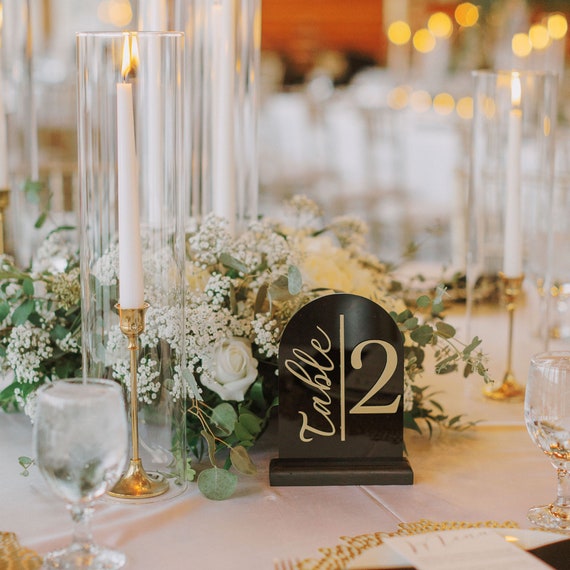 Arch Wedding Table Numbers, Black Acrylic Table Numbers With Wood Stand, Modern  Table Numbers, Table Sign, Wedding Decorations 