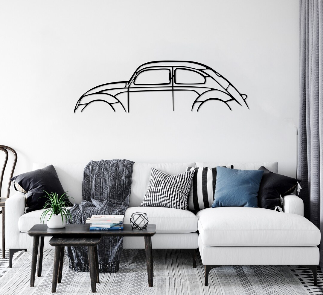Volkswagen Beetle Metal Wall Art, Beetle Silhouette, Vosvos Wall Decor, Classic Automotive Art