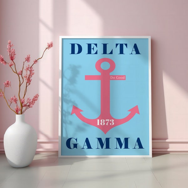 Impression murale Delta gamma | Téléchargement numérique imprimable | Ancre delta gamma | Décoration de dortoir | affiche de la sororité | Dee Gee | DG Marchandises grecques | Faites le bien