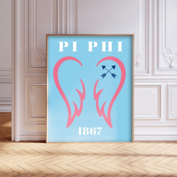 Pi Beta Phi Wall Print | Printable Digital Download | Pi Phi Angel Wings | Dorm Decor | Sorority Poster | Greek Merch | Pi Phi Art Print