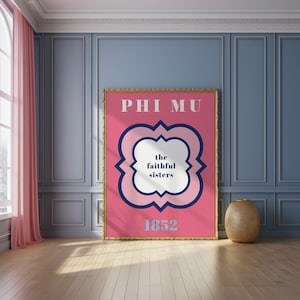 Phi Mu Wall Print | Printable Digital Download | Phi Mu Quatrefoil | Dorm Decor | Sorority Poster | Greek Merch | Phi Mu Art Print | College