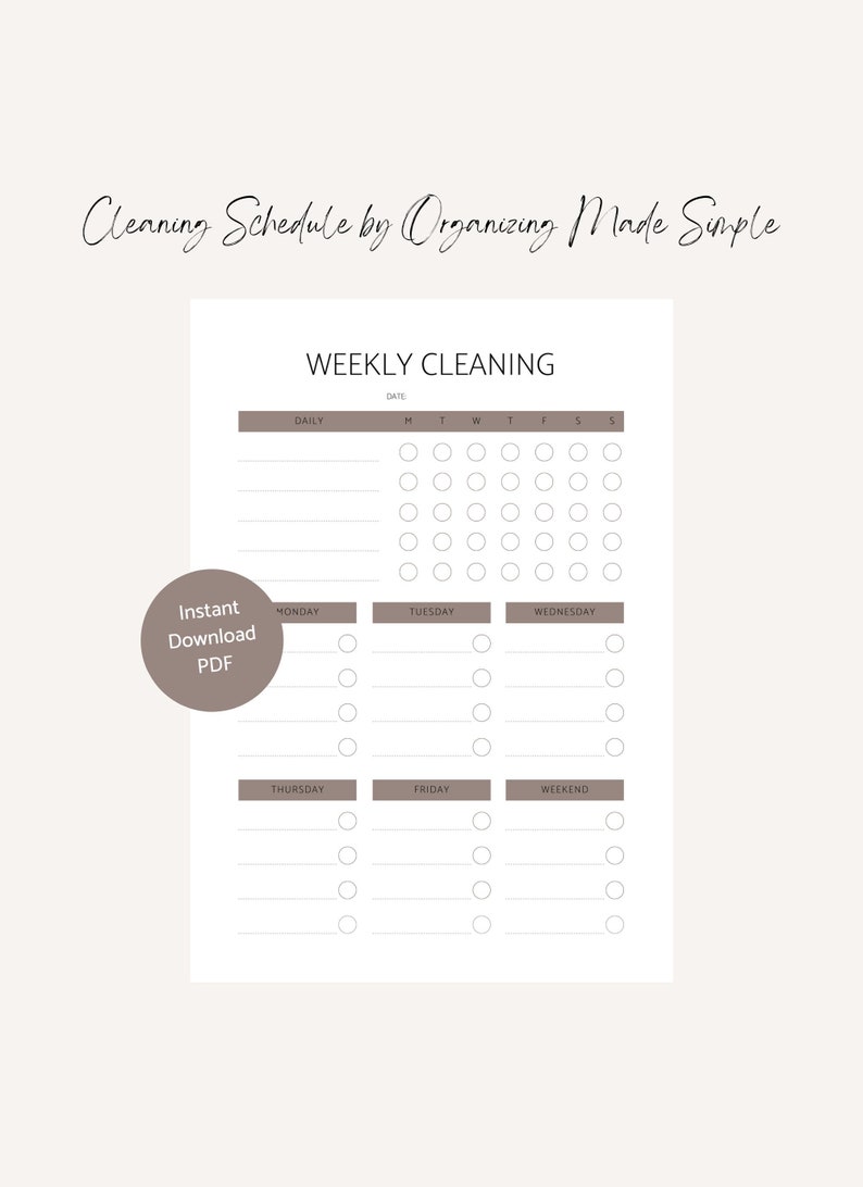 Weekly Cleaning Schedule Printable PDF Goodnotes Planner Etsy