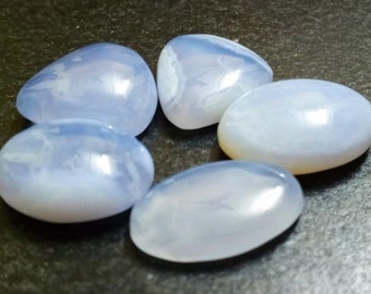 ¡5 piezas de calcedonia azul natural! ¡Calcedonia azul de primera calidad! ¡Cabujones de calcedonia azul AAA para joyería!