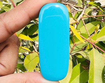 Cabochon de pierres précieuses turquoise, pierre turquoise de forme rectangulaire pour la fabrication de bijoux, 109 carats, 62 * 24.
