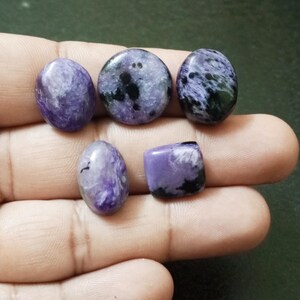 Natural Charoite Gemstone Cabochons 5 Pieces!Charoite Gemstone At Wholesale Rate!AAA Natural Charoite For Jewelry Making!