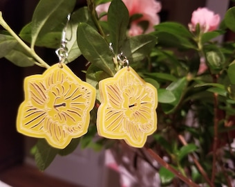 Daffodil Yellow Acrylic Flower Spring Earrings