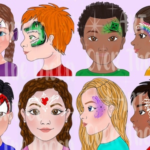 Quick simple party face painting designs menu board digital