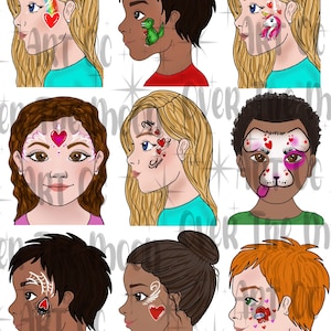 Valentine’s Day face painting digital menu face paint easy designs
