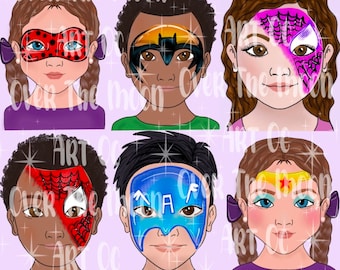 Super hero face painting menu board spider man bat man wonder women easy face paint