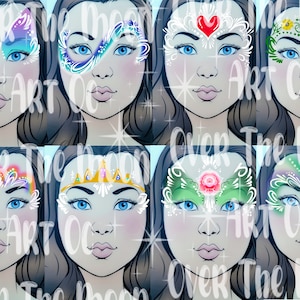 Tablero de menú digital de pintura corporal de pintura facial de princesa