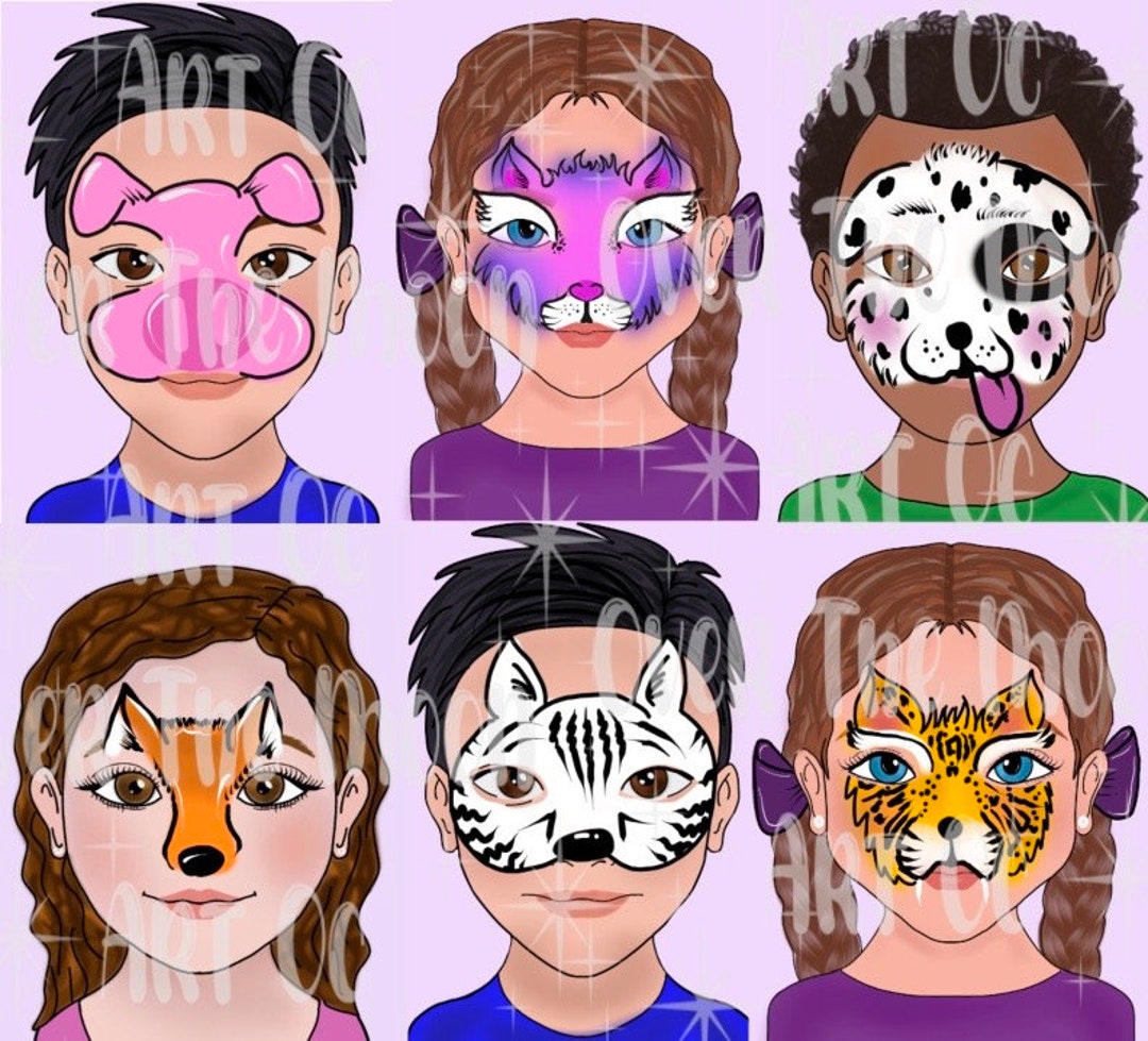 Face Painting Animal Menu Board Cat Dog Tiger Panda Fox Face Painting