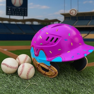baseball ice cream drip drippy helmet custom painted