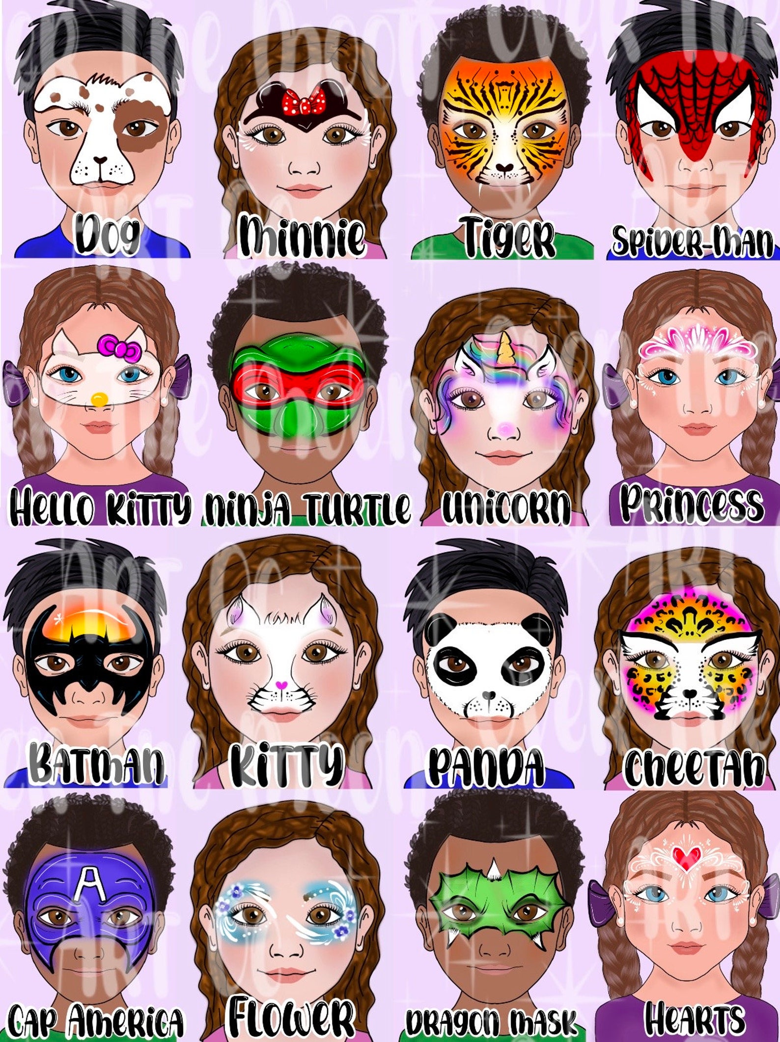 Face Painting Menu Board Digital Fast Faces Easy Face Painting Etsy