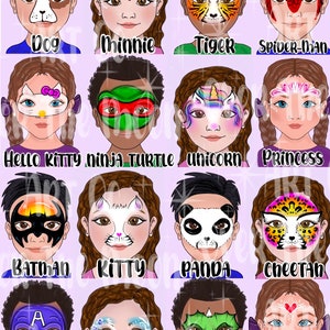 Face-Painting Menü Board digitale schnelle Gesichter einfache Face-Painting-Ideen