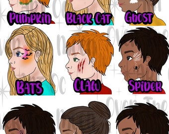 Face painting Halloween easy ideas menu digital download