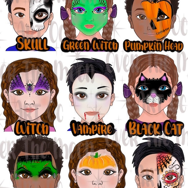 Halloween inspired face painting menu digital download easy ideas