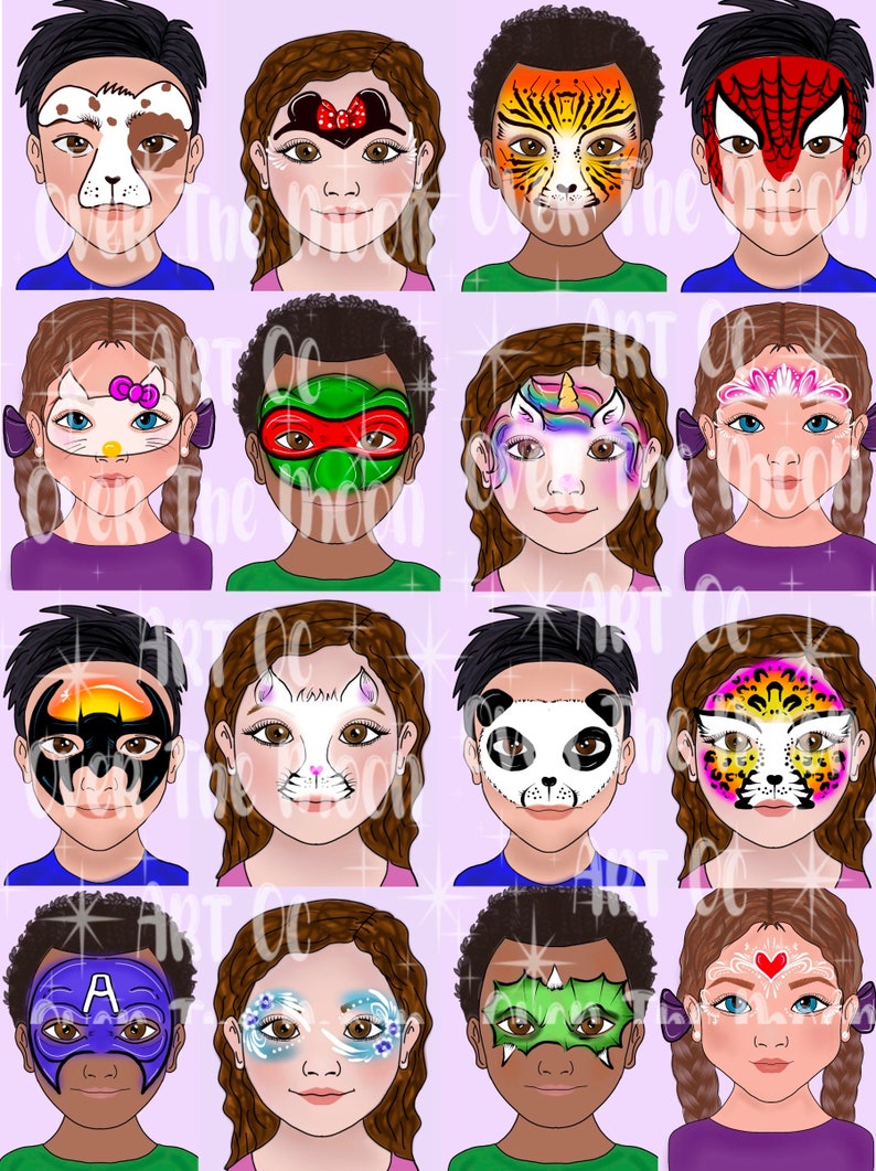 Face painting menu board digital fast faces easy face painting ideas image 10