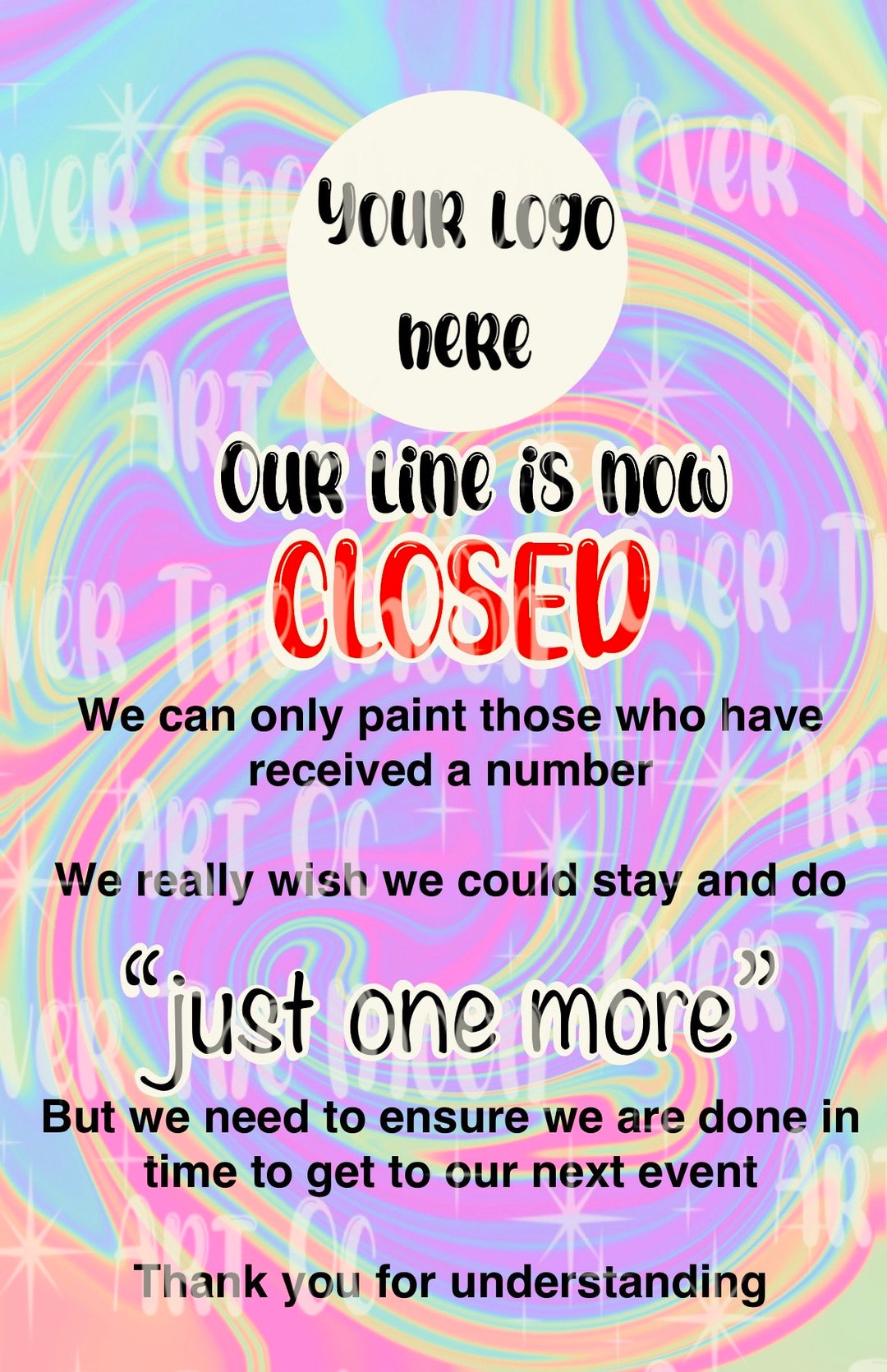 Face Painting Paint Line Closed Sign - Etsy Australia