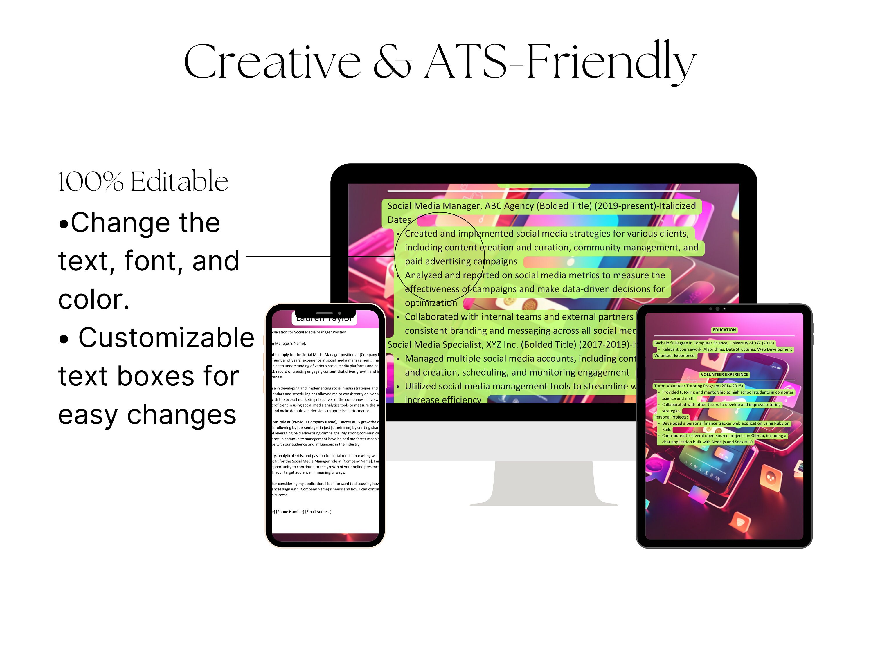 Ats-friendly Resume Templates Stand Out With Creative & Eye-catching ...
