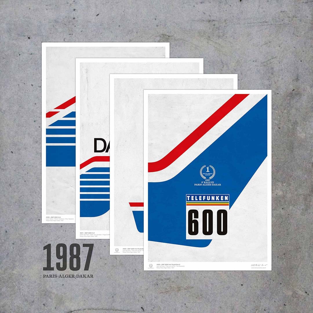 DAF NUMBERS – Paris-dakar 1987 – Set of 4 POSTERS / Digital