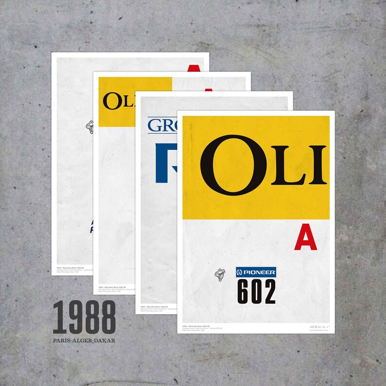 GROINE NUMBERS Parisdakar 1988 Set of 4 POSTERS / Etsy