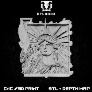 Liberty 3D STL / Router CNC / Tallado de madera / Corte / Uso comercial / Decoración de pared / Impresión 3D / Mapa de profundidad / Escala de grises