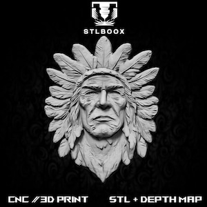 Native 3D STL | Roteador CNC | Escultura em madeira | Corte | Uso comercial | Decoração de parede | Impressão 3D | Mapa de profundidade | Escala de cinza