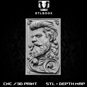 Cadre 3D pour Barbier | Routeur CNC | Sculpture sur bois | Découpe | Utilisation commerciale | Décoration murale | Impression 3D | Carte de la profondeur | Niveaux de gris