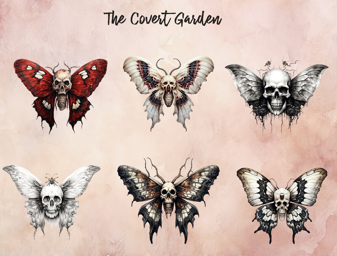 20 Skull Moths Clipart Moths Art Png Woman Clipart Skulls Etsy