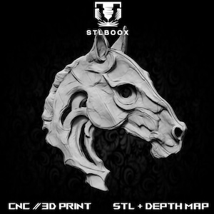 Pferd 3D STL | CNC-Fräser | Holzschnitzerei | Ausschnitt | Kommerzielle Nutzung | Wanddekoration | 3D Druck | Tiefenkarte | Graustufen