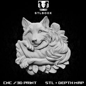 Perro 3D STL / Enrutador CNC / Tallado en madera / Corte / Uso comercial / Decoración de pared / Impresión 3D / Mapa de profundidad / Escala de grises