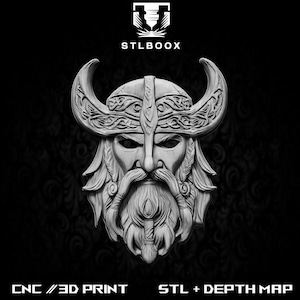 Fichier 3D 3D Viking | Routeur CNC | Sculpture sur bois | Découpe | Utilisation commerciale | Décoration murale | Impression 3D | Carte de la profondeur | Niveaux de gris