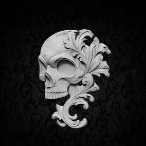 Skull 3D STL | CNC Router | Wood Carving | Cutting | Commercial Use | Wall Decor | 3D Print | Depth Map | Grayscale