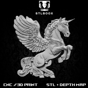 Pegasus 3D STL | CNC Router | Wood Carving | Cutting | Commercial Use | Wall Decor | 3D Print | Depth Map | Grayscale