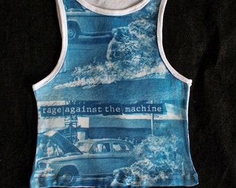 Rage Against the Machine Cyanotype Crop Top