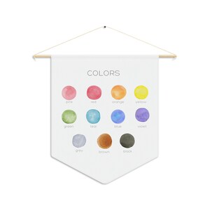 Colorful Twill Kids Pennant - Learn and Decorate with the Rainbow of Colors - Perfect Addition to Any Boy or Girl&#39;s Room or Playroom