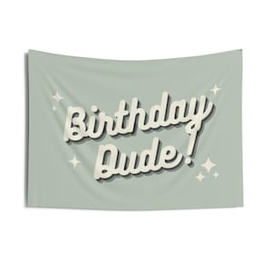 Birthday Dude Tapestry - Colorful Happy Birthday Banner and Tapestry - Vibrant and Whimsical Party Decor - Retro Happy Birthday Backdrop