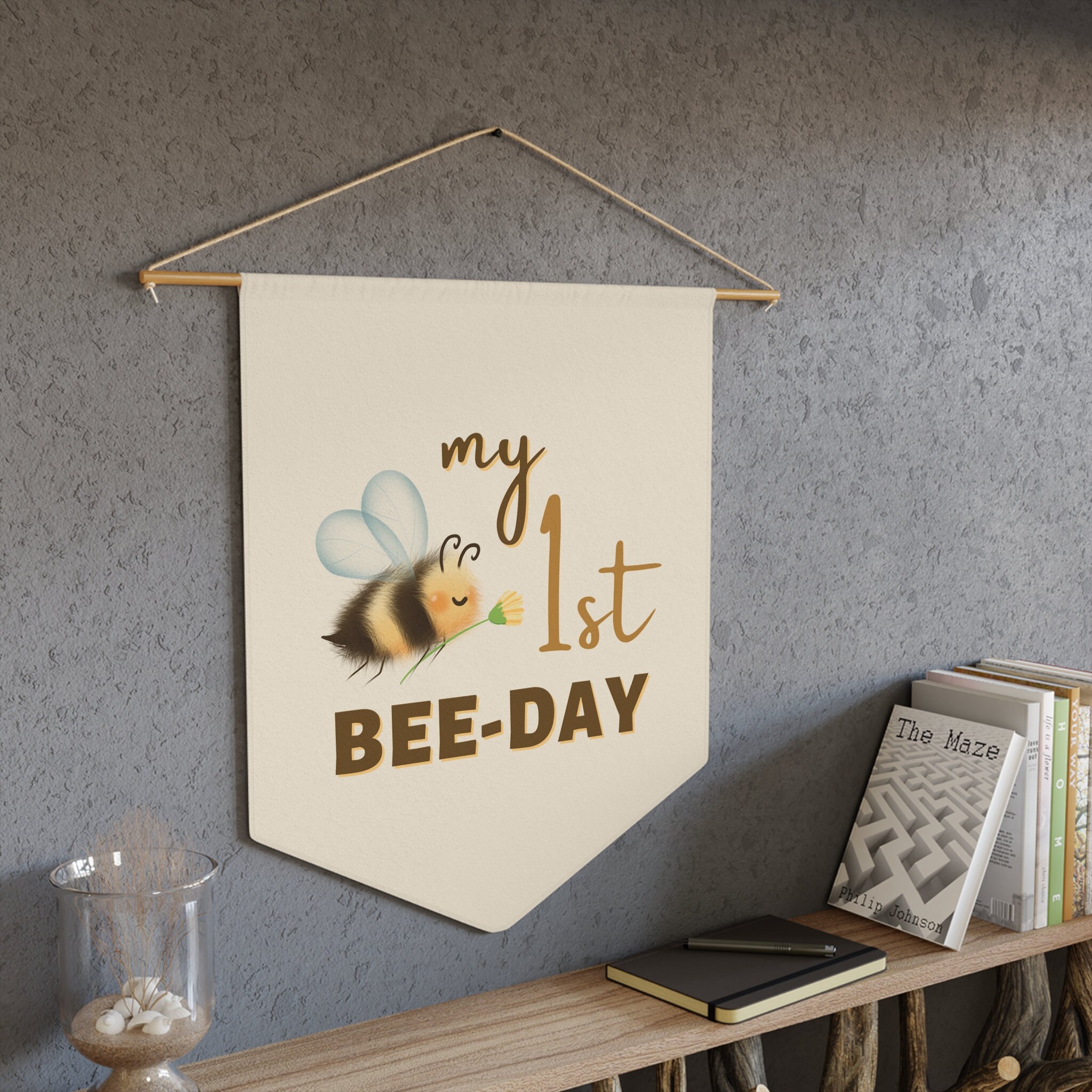 My First Bee Day Pennant - 1st Birthday Banner - Happy Birthday Sign ...