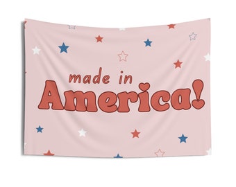 Pink Made in America Tapestry Banner - Celebrate Independence Day in Style! - 4th of July Party Decor - Summer Party - Birth Announcement