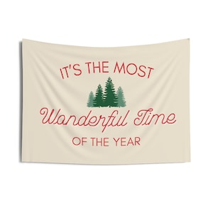 It&#39;s The Most Wonderful Time of the Year Tapestry - Playroom Christmas Banner - Kid Christmas Decor - Vintage Christmas Decor -  Xmas Sign