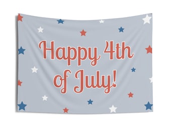 Blue Patriotic 4th of July Tapestry Banner - Celebrate Independence Day in Style! - 4th of July Party Decor - Summer BBQ Party