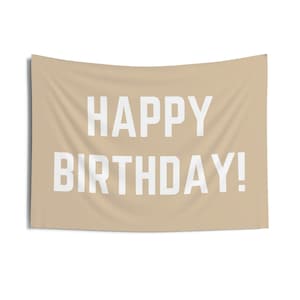 Khaki - Colorful Happy Birthday Banner and Tapestry - Vibrant and Whimsical Party Decorations - Retro Happy Birthday Backdrop