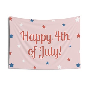 Pink Patriotic 4th of July Tapestry Banner - Celebrate Independence Day in Style! - 4th of July Party Decor - Summer BBQ Party