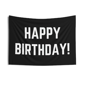 Black - Colorful Happy Birthday Banner and Tapestry - Vibrant and Whimsical Party Decorations - Retro Happy Birthday Backdrop