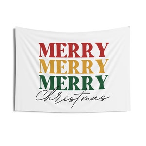 Merry Christmas Tapestry - Playroom Christmas Banner - Kid Christmas Decor - Vintage Christmas Decor - Santa Christmas Sign - Red Green Xmas