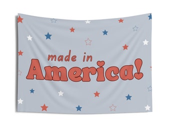 Blue Made in America Tapestry Banner - Celebrate Independence Day in Style! - 4th of July Party Decor - Summer Party - Birth Announcement