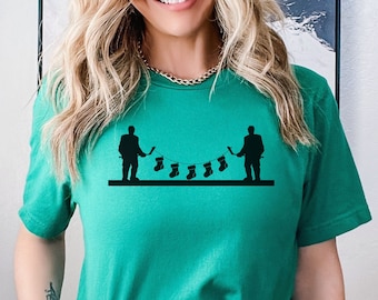 Christmas t-shirt Hockey xmas tee shirt gift for hockey mom hockey dad t-shirt Ice hockey christmas hockey player stockings sanata hockey