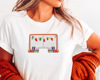 Ice hockey net tee shirt hockey christmas goal shirt hockey mom t-shirt hockey dad tshirt hockey gift shirt winter hockey season xmas hockey