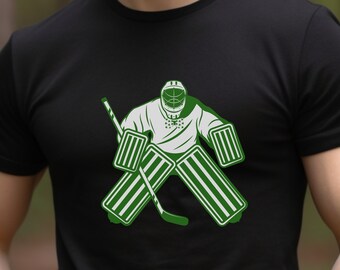 Hockey sobre hielo Goalie St Patricks día camiseta hockey papá regalo camiseta vacaciones adulto hockey regalo camisa para adultos liga hockey saint pats casco camiseta